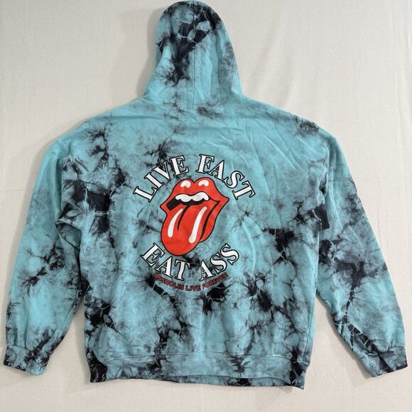 Assholes*s Live Forever Men Tie Dye Sweatshirt Hoodie Size XL Blue/Black - Picture 1 of 9